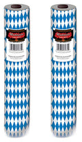 Plastic Table Cover Rolls for Oktoberfest Party, Blue & White Argyle, 2-Pack, 40 x 100 Feet