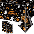 Halloween Party Tablecloth Set - 3 Waterproof Plastic Rectangular Decorations