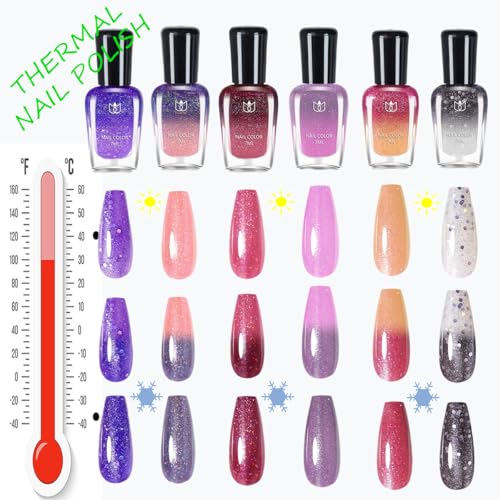 Color Changing Gel Nail Polish Set - 6 Pack, Quick Dry, No UV Needed