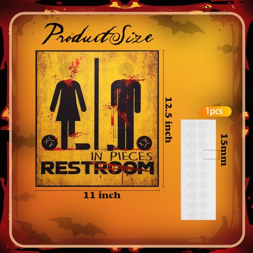 Halloween Restroom Wall Sign - 3D Horror Haunted House Bathroom Decor