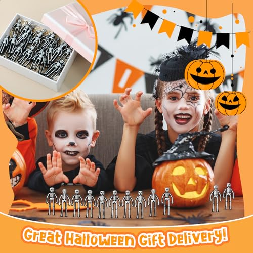 Glow in The Dark Mini Skeleton Decorations - 50 White Tiny Figurines for Halloween Haunted House & Party Favors