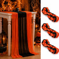 Halloween Cheesecloth Table Runner Set - Black and Orange, 120 x 35 Inch, 3 Pack