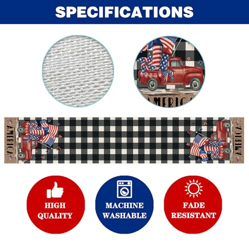 8 Pcs Holiday Truck Burlap Table Runners Set - Rustic Farmhouse Decor