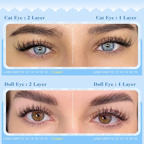 L Spider Lash Clusters Kit - Wispy Fluffy Natural Look 10-16MM D Curl with Bond & Seal - Variation L