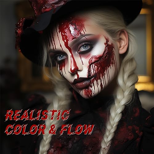 Dark Fake Blood for Halloween & SFX Makeup - 1.76oz Washable Liquid Kit