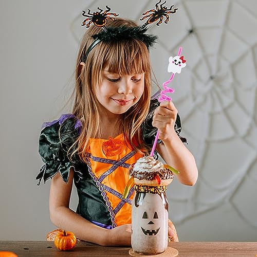24Pcs Halloween Party Straws - Ghost Pumpkin Cat Design, One Size