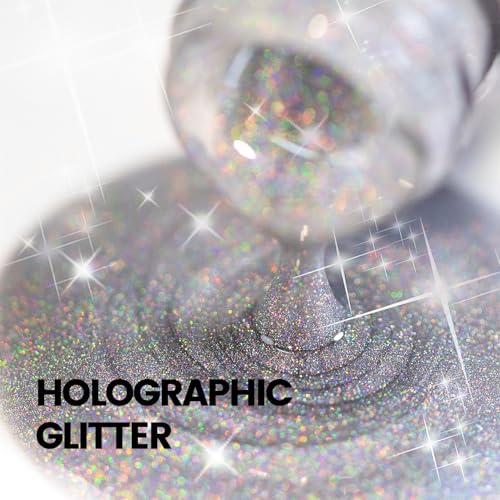 Clear Rainbow Holographic Cat Eye Gel Nail Polish with Magnet - 15ml