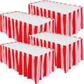 Red White Striped Circus Theme Table Skirt Set for Parties - 4 Pieces, 165 x 29 Inches