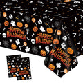 Halloween Tablecloth 2pcs - Disposable Plastic Spider Web Ghost Pumpkin Decor