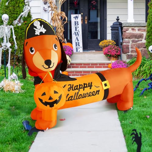 5 FT Halloween Inflatable Dog with LED Lights - Outdoor Yard Decorations
