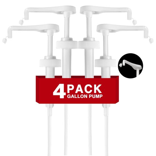 4Pcs Gallon Jug Syrup Pump Dispenser, 38-400 Leak Proof Pump for Gallon Jug - Lotion Shampoo Pump Cap Included, Fits 1 Gallon Bottle 64oz 128oz Shampoo Laundry Detergent Containers