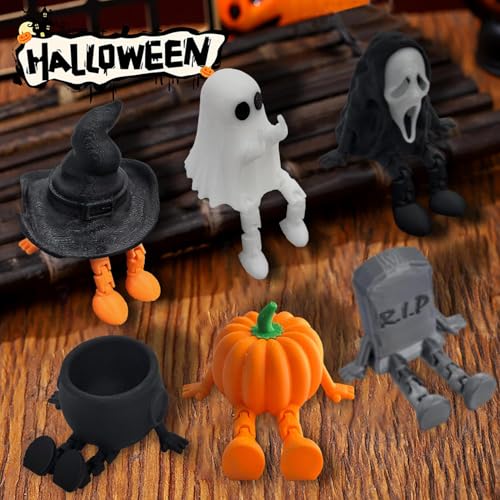 6 Pcs Halloween Ghost Decor Figurines with Movable Joints - Indoor Spooky & Funny Halloween Decorations