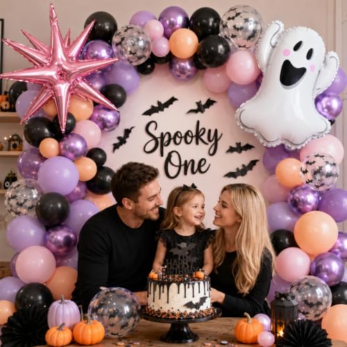 Pastel Halloween Balloons Set - Pink & Purple Spooky Party Decorations