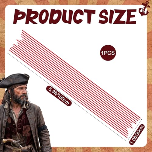 Pirate Table Runner Halloween Decorations Red White 71x12 Inches - Pirate Party Supplies