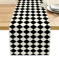 Geometric Pattern Black Beige Diamond Table Runner for Dining & Home Decor - 13x72 Inches