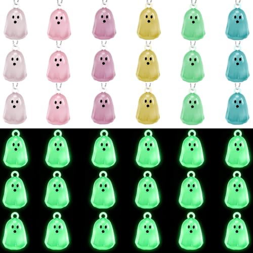 Halloween Luminous Mini Ghost Ornaments Set - Halloween Style, 36 Pieces