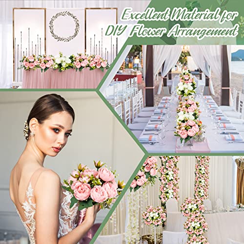 Silk Peony Flower Bundles - White & Pink Faux Flowers for Home & Wedding Decor - 12 Pack