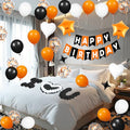 Halloween Birthday Balloons Decorations Orange Black & White Party Banner & Star Balloons - Variation of THIS Listing