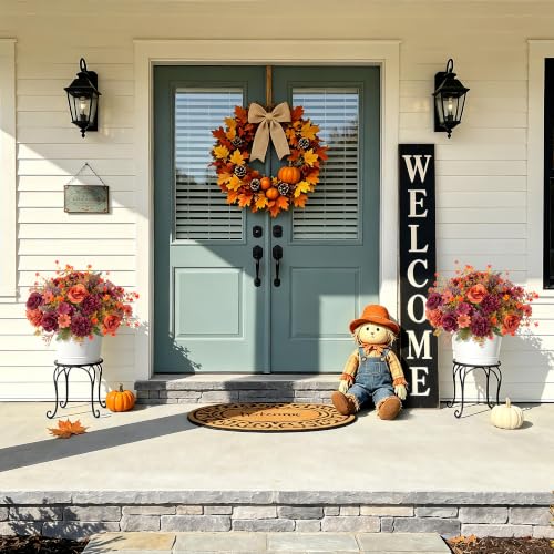 Artificial Fall Flowers for Vase - Orange & Brown Autumn Centerpiece