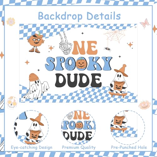 Halloween First Birthday Decorations for Boys Spooky Dude Party Set - Blue & Orange