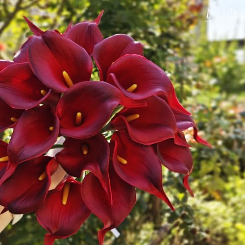 Dark Red Artificial Calla Lily Flowers 20Pcs - Elegant Wedding & Decor Flowers