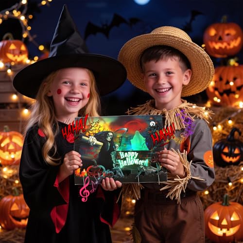 Halloween Card Skull 3D Popup Light Music Halloween Greeting Card - Spooky Scene
