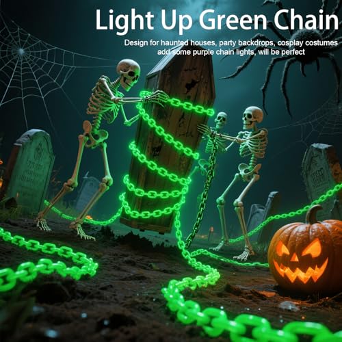 Green Battery Operated Halloween Lights 10Ft with 8 Modes & Timer - Indoor Outdoor Decor