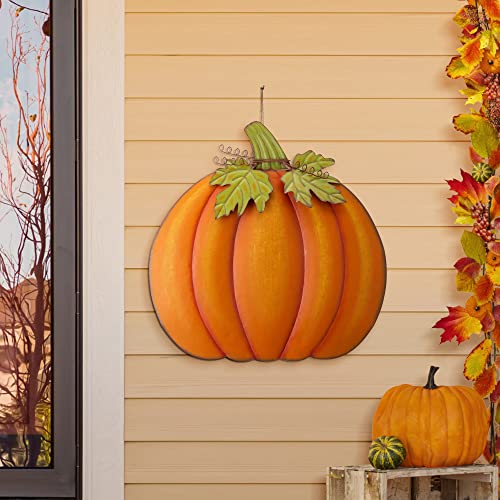Large Metal Pumpkin Yard Stake & Wall Decor for Fall Outdoor Garden & Porch