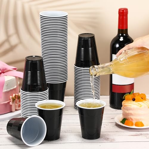 Black Disposable Cups 9oz Pack of 100 for Parties & Weddings - Yinkin