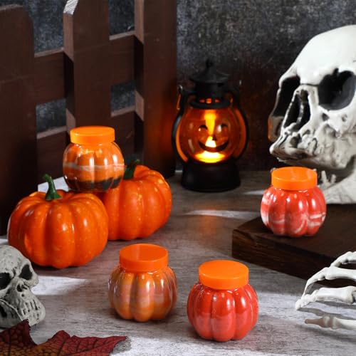 Hsei 40 Pack Pumpkin Shaped Plastic Sand Art Bottles with Lids & Funnels - Halloween & Fall Decorations