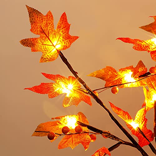 Lighted Maple Tree Decor - 4ft 11in Fall Autumn Thanksgiving Halloween Tree