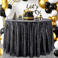 QueenDream Black Sequin Round Tablecloth 132 Inch - Party & Event Decor