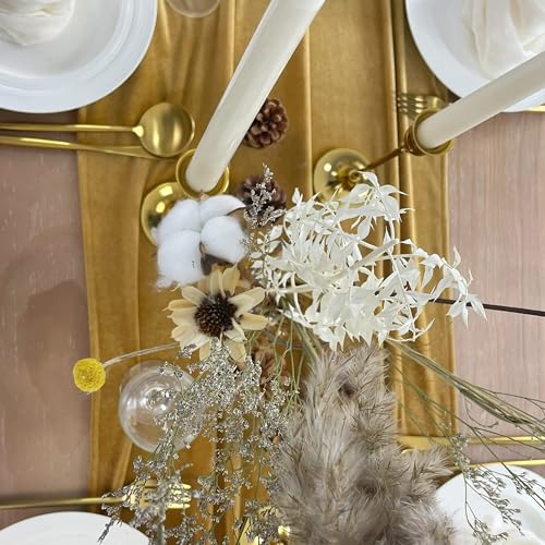 Gold Velvet Table Runner 20x120in - Wedding & Event Decorations, 5 Pack