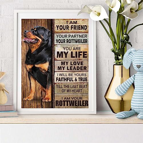 Diamond Painting Kit I Am Your Friend Rottweiler Dog Wall Art 12x16 Inch