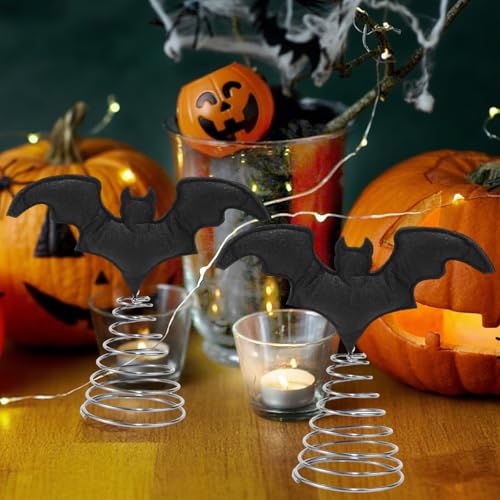 Halloween Bat Tree Topper - Gothic Black Miniature Holiday Decoration
