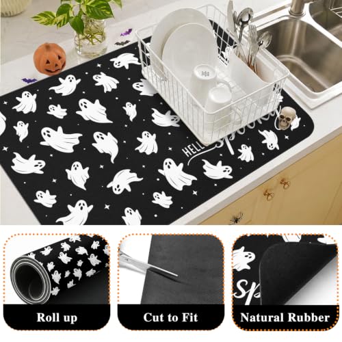 BlackWhite Coffee Machine Mat 19x12 Inch Absorbent Anti-Slip Kitchen Counter Accessory