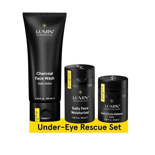 Lumin - No Baggage Trio Skincare Kit | Charcoal Face Wash, Moisturizer & Dark Circle Balm - All Skin Types