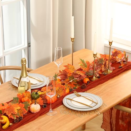 Thanksgiving Fall Table Centerpiece Set with Pumpkin and Leaf Garland