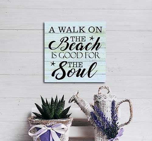 Beach Wood Sign - A Walk on the Beach Is Good for the Soul - Rustic Plaque, Seaside Home Decor, Beach Sign 04