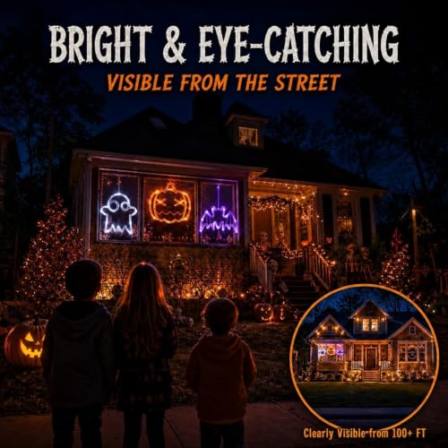 Halloween Window Lights - Ghost Variation, Rechargeable USB Candle Lights, 3 Pack