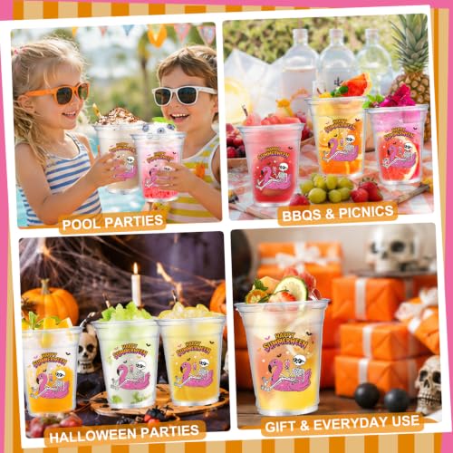 50 Pcs Summer Halloween Plastic Cups 12oz Disposable Party Drinkware