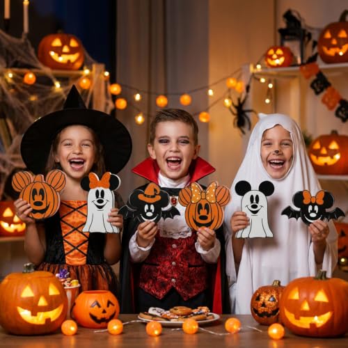 Halloween Wooden Mouse Decorations - 6 Pcs Centerpiece Set for Tables and Trays