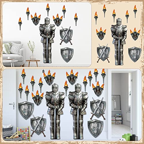 Medieval Party Decorations Set - 20 Pieces Knight Shields Torches & Armor