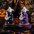 Halloween Resin Witch Hat Decor Set with Color-Changing LED Lights - 2 Pieces