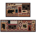 Southwestern Bear Kitchen Rugs Set - 2 Pieces, Non-Slip, Farmhouse Decor