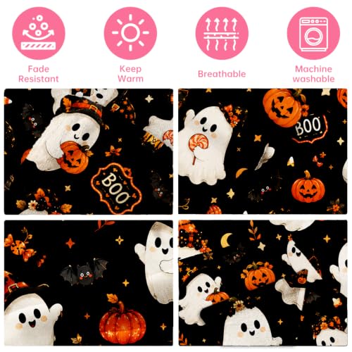 Halloween Fuzzy Throw Blanket - Pumpkin Design, 40x60 Inches, Variation: Halloween8