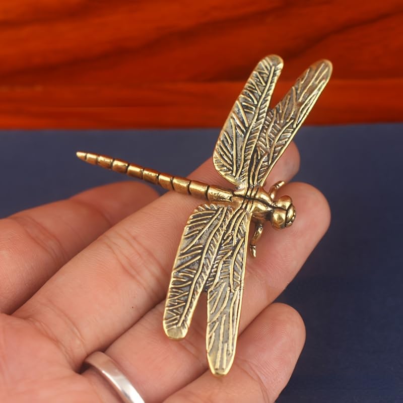 Brass Dragonfly Figurine - Antique-Style Home & Office Decor, Collectible Gift