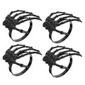 Halloween Skeleton Hand Napkin Rings Set - Spooky Dinner Table Decor, 4 Pieces