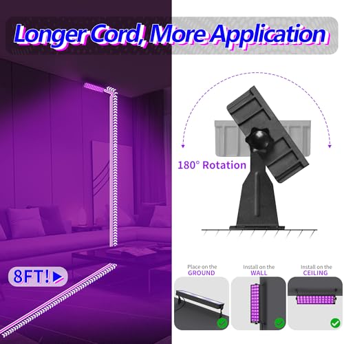 2 Pack 100W LED Black Light Bar for Glow Party IP66 Waterproof - Safe 385-400nm