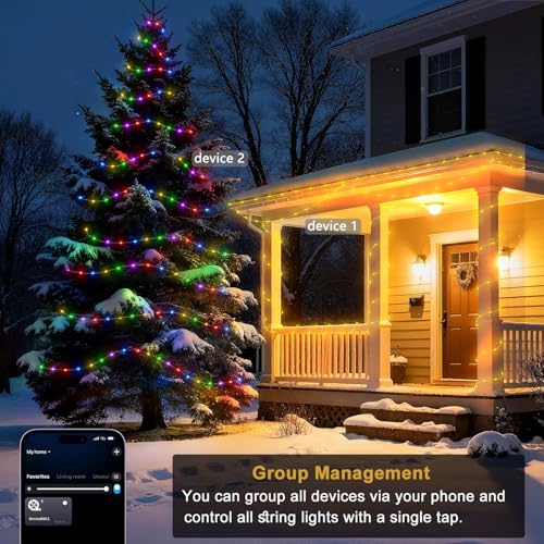 Smart 66FT RGB & Warm White LED String Lights with APP & Remote Control - Music Sync & Timer